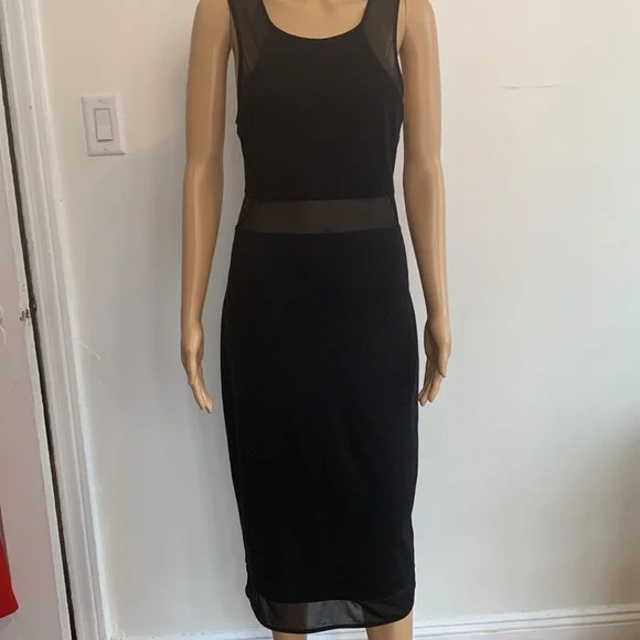 EXPRESS LIKE NEW Knit & Sheer Fabric Dress - Picture 2 of 11